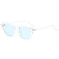 Chic square sunglasses featuring a clear transparent frame and light blue tinted lenses - Clear Frame Blue Lens