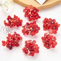 Vibrant red silk hydrangea flower clusters for DIY hair accessories and wedding decor - Red