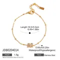 Pulsera de cadena de clip en acero dorado con colgante de letra M y circonitas - Pulsera de Circón con Colgante Letra M Dorado (JDB0204014)