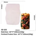 Pine branch and star embossed cylindrical candle silicone mold with finished wax product - Pine Branch Star Cylinder SD-203