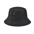 Dettaglio di cappello alla pescatora nero con occhielli dorati e tesa cucita - M (56-58cm) / Puro Cotone Nero