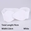 White elastic corset belt for women with faux leather teardrop buckles 70cm x 5.8cm - 70cm / White