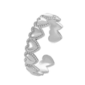 Anello cuore traforato in argento con bordi perlati da donna in stile elegante - Bianco K (Cuori Continui)