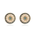 Pendientes geométricos ojo turco en cobre chapado en oro de 18K con circonitas azules - Mal de ojo / Dorado con circón azul