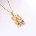 Golden tarot necklace with The Empress rectangular pendant on a fine link chain - The Empress