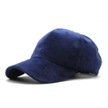 Detailed close-up showing the soft velvet texture and seams of this navy baseball cap - Adjustable / Blue