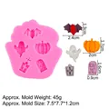 Halloween Silikonform in Pink mit Fledermaus- und Kürbisformen für Schokolade - 4# Kombiniertes Halloween / Rosa