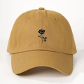 Classic cotton mustard yellow baseball cap featuring a minimalist black rose embroidery - One Size / Ginger Yellow