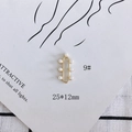 Detail view of 25x12mm gold heart cross pendant with inlaid pearls for DIY jewelry - 9# Oval Pearl Frame
