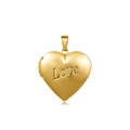 Polished gold 316L stainless steel heart locket necklace with Love engraving - Pendant Only (No Chain) / Gold