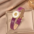 Purple bamboo pattern leather bracelet with gold G-logo buckle and sparkling crystals - Purple