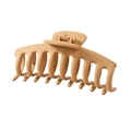 Large matte milk tea brown hair claw clip with non-slip double-row teeth design - Matte Curved Khaki