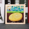 9-piece wooden animal puzzle for kids featuring a cartoon farmer and potato - Potato