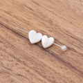 White heart-shaped freshwater shell charm with golden letter I and pearl detail - Letter I