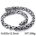 Collar bizantino plateado para hombre de acero inoxidable, medida 630x12,5mm y peso 356g - 13mm (KN87671-BD) / Color Acero