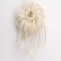 Messy bun hair extension with long strands in light blonde synthetic hair piece - Platinum