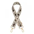 Detailed view of ethnic geometric pattern strap with polished gold-tone metal lobster hooks - A2 Pattern - Silver Buckle