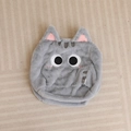 Plush square cartoon cat head cushion cover in soft light grey with pink ear accents - 20cm No Filling No Zipper / Grey Cat Skin