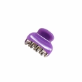Detail view of small purple leopard print hair claw clip with golden metal spring - Pure Purple