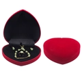 Red heart-shaped velvet jewelry box for necklace earring and bracelet set - 16*16 Heart Jewelry Set Box / Red