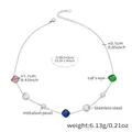 Silver stainless steel long necklace with multi-color cat eye stone and imitation pearl - Mixed Color Cat's Eye Style (P822) / 40+5cm / Steel