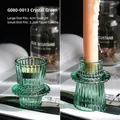 Bougeoir en verre nervuré vert émeraude pour chauffe-plat 4cm ou bougie 2,2cm - G080-0013 Double Usage / Vert Cristal