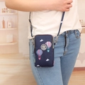 Mini vertical crossbody phone bag in navy blue with colorful hot air balloon print - Navy Balloons