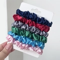 Set di 6 elastici per capelli eleganti in raso stile francese nei colori blu, rosso, grigio e rosa - Combo Notte Rosso Verde Blu (7#)