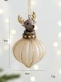 Décoration de Noël renne en verre beige et doré avec paillettes brillantes, 9cm x 6cm - Boule Oignon Cerf Doré