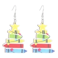 Handgefertigte Weihnachtsbaum Ohrhänger aus Holz mit buntem Buntstift Design für Mädchen - Holz / Buntstift Weihnachtsbaum Stil (WG-1197)