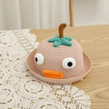 Dettaglio cappello di paglia rosa per neonati con simpatici occhi in peluche e foglie - S (Bambini 52cm 1-6 anni) / Rosa