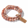 Three-piece set of orange red agate stone bead bracelets with natural texture - 19cm 3-Piece Set - Red Agate