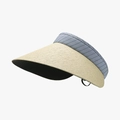 Blue and white striped sun visor hat with natural beige woven brim for women - 54-60cm(Adjustable) / Blue Stripe