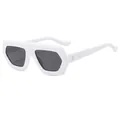 White thick frame sunglasses with grey lenses and gold triple-dot rivets detail - White Frame Gray Lens