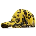 Yellow tie-dye baseball cap with leopard print pattern made of durable cotton twill - Yellow Leopard Print(JX-38882)