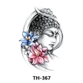 Waterproof tattoo sticker TH-367 featuring a Buddha profile with colorful lotus flowers - Th-367 / 210*148mm