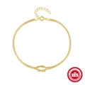 Bracciale a nodo in argento sterling S925 con finitura dorata per coppie e amanti - Argento 925 / Oro