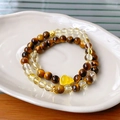 Double-layer bead bracelet with tiger eye stones, citrine, and a yellow gourd charm - 35# Yellow Coin Hulu