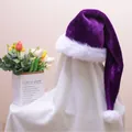 Long purple velvet Christmas hat with white plush trim and fuzzy pompom ball decoration - 80*32cm / Deep Purple Extra Long Santa Hat Adult 80CM