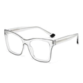 Stijlvolle transparante oversized blauwlichtbril met retro PC-montuur voor dames - Grijs Zwart
