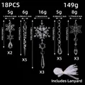 Set di 18 decorazioni natalizie in acrilico trasparente con fiocchi di neve e ghiaccioli - Set da 18 pezzi di ghiaccioli e fiocchi di neve trasparenti (W1-35)