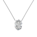 S925 sterling silver necklace with oval-cut crystal pendant in a four-prong setting - Large Oval Ice Cut (9*13mm)