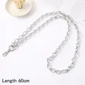 60cm silver irregular geometric metal chain strap with textured links and lobster clasp - Crossbody Chain / Double Weave Matte Aluminum Chain Silver (K2881)