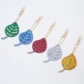 Five-piece leaf shaped diamond painting keychains in assorted vibrant colors - QC038 Five-color Leaves (5pcs) Double-sided