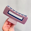 Matte two-tone square hollow claw clip in pink purple and dark grey contrast - Purple & Dark Blue