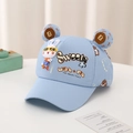 Detail of light blue kid baseball cap with 3D bunny patch and cute bear embroidery - Baby 2-6 Years Old 47-52CM / Sky Blue