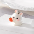 Pendentif lapin blanc floqué avec petite carotte orange et anneau en métal pour bijoux - Lapin avec Carotte