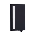 Matte black RFID blocking aluminum card holder with sleek white accent and pop-up lever - CNC Silver Inlay