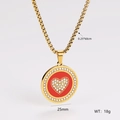 Detail of gold evil eye necklace with dimensions 25mm pendant and 60cm chain specs - Gold Red Bottom Heart Style (Style 7) / 2.5mm*60cm Chain