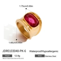 Waterproof gold stainless steel wide ring featuring a large oval pink purple gemstone - Gold with Pink-Purple Oval Stone